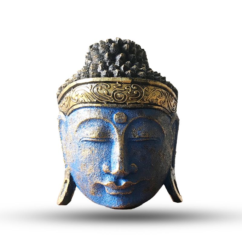 Dekorativ Buddhahuvud - 25cm - Blått Skimmer