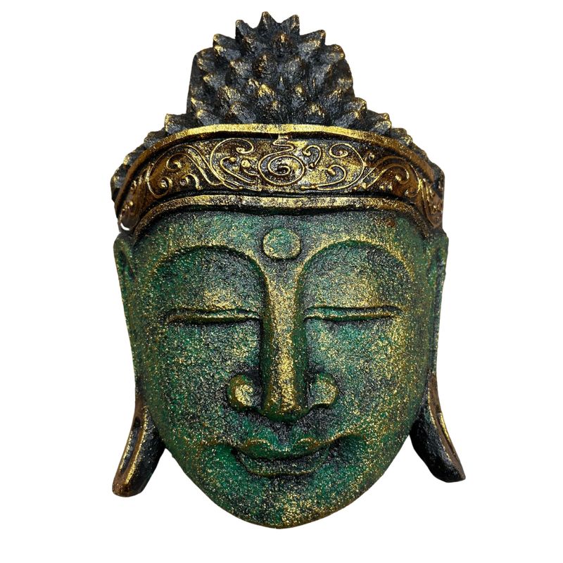 Dekorativ Buddhahuvud - 25cm - Grönt Skimmer