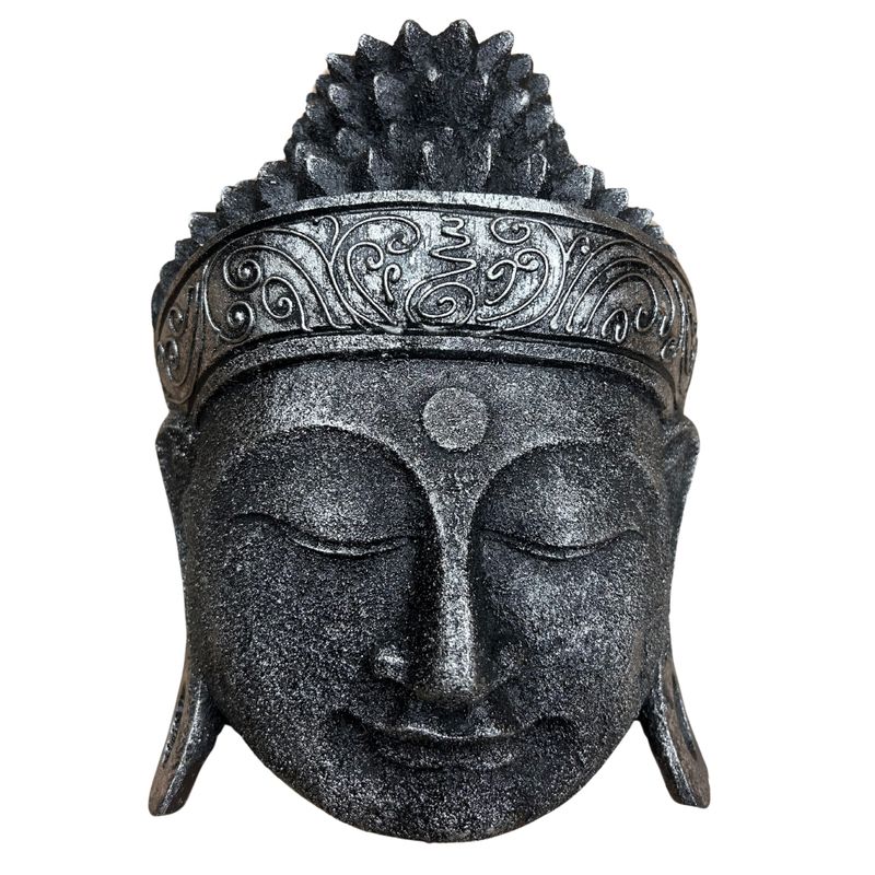 Dekorativ Buddhahuvud - 25cm - Silverskimmer