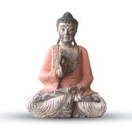 Vintage Handsnidad Buddhastaty i Orange - 40cm - Undervisning