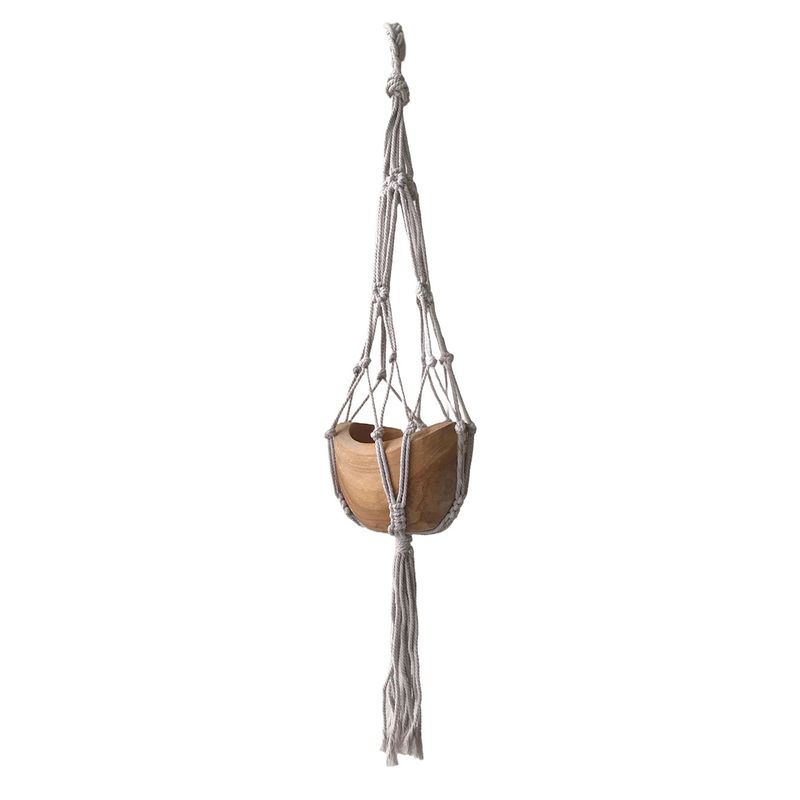 Liten Makramé Hållare till Blomkruka - Beige - 75cm