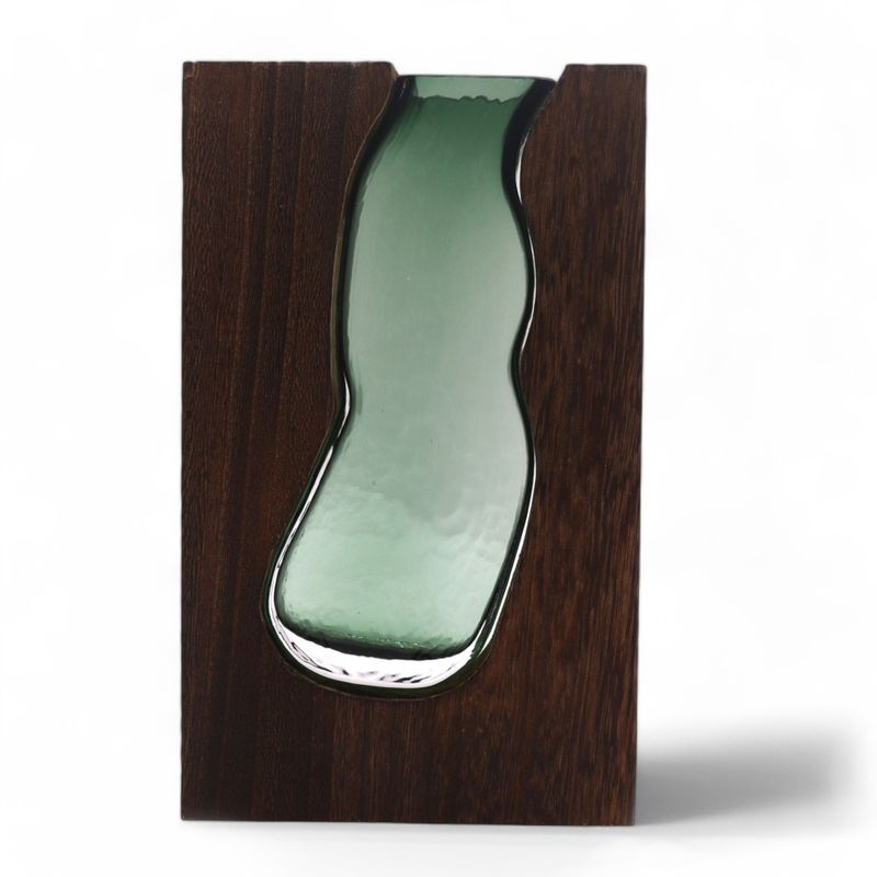 Vas / Terrarium i Glas Inuti Mörkt Tung-trä - 14.5x5x23cm