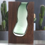 Stor Vas / Terrarium i Glas Inuti Mörkt Tung-trä - 18x5x32cm