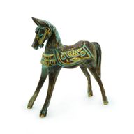 Medelstor Guld & Turkos Häst 25 cm