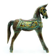 Stor Guld & Turkos Häst 32 cm