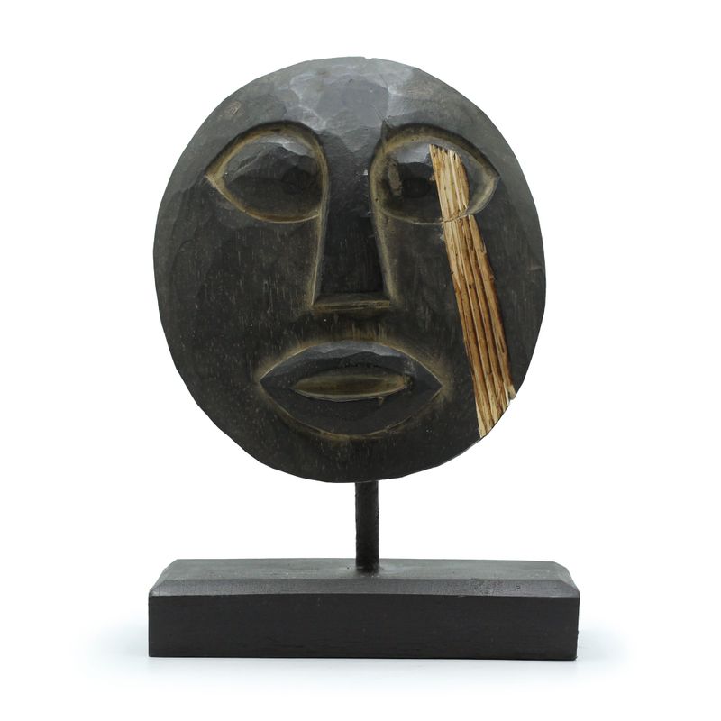 Timor Tribal Dekorativ Mask - Svart 27x20 cm