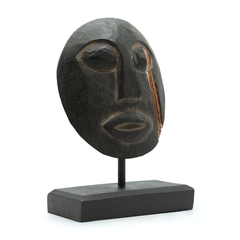 Timor Tribal Dekorativ Mask - Svart 27x20 cm