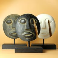 Timor Tribal Dekorativ Mask - Svart 27x20 cm
