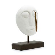 Timor Tribal Dekorativ Mask - Vit 27x20 cm