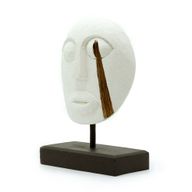 Timor Tribal Dekorativ Mask - Vit 27x20 cm
