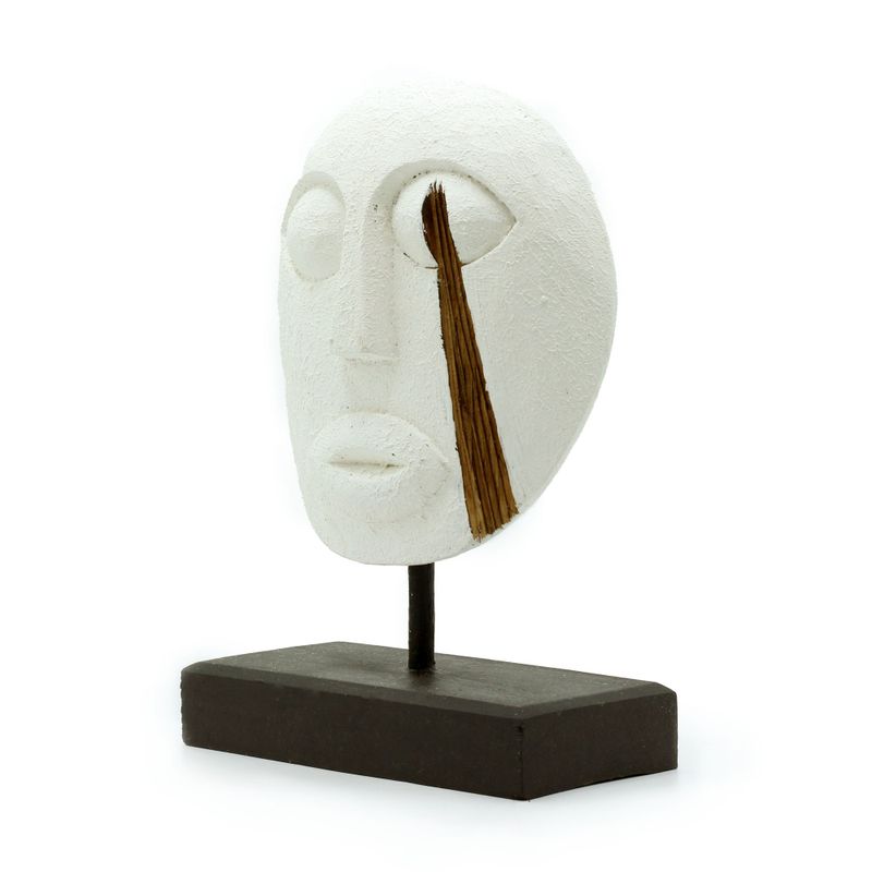 Timor Tribal Dekorativ Mask - Vit 27x20 cm