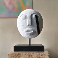 Timor Tribal Dekorativ Mask - Vit 27x20 cm