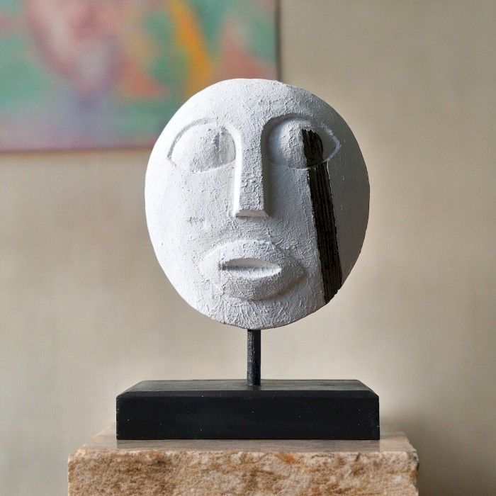 Timor Tribal Dekorativ Mask - Vit 27x20 cm
