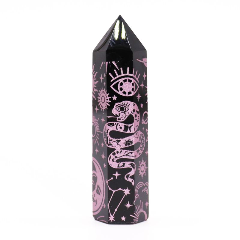 Stav av Svart Obsidian (ca 60-70g 9cm) - Mystisk Berättelse - Rosa