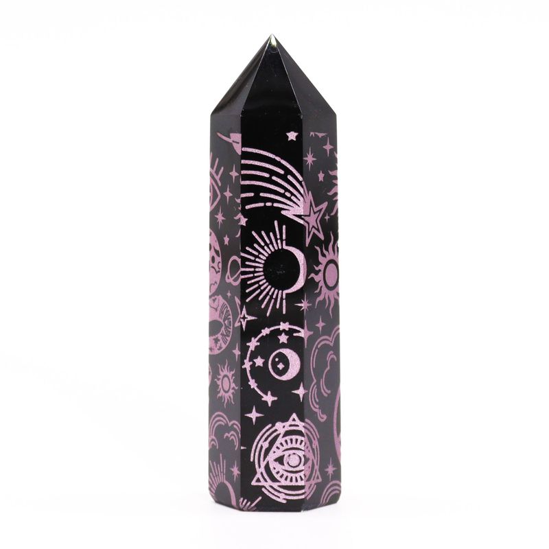 Stav av Svart Obsidian (ca 60-70g 9cm) - Mystisk Berättelse - Rosa