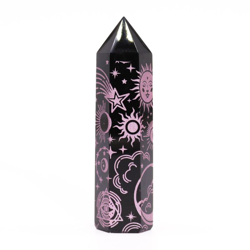 Stav av Svart Obsidian (ca 60-70g 9cm) - Mystisk Berättelse - Rosa