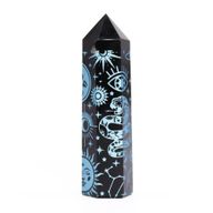 Stav av Svart Obsidian (ca 60-70g 9cm) - Mystisk Berättelse - Himmelsblå
