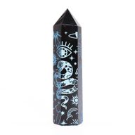 Stav av Svart Obsidian (ca 60-70g 9cm) - Mystisk Berättelse - Himmelsblå