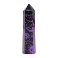 Stav av Svart Obsidian (ca 60-70g 9cm) - Mystisk Berättelse - Djup Lila