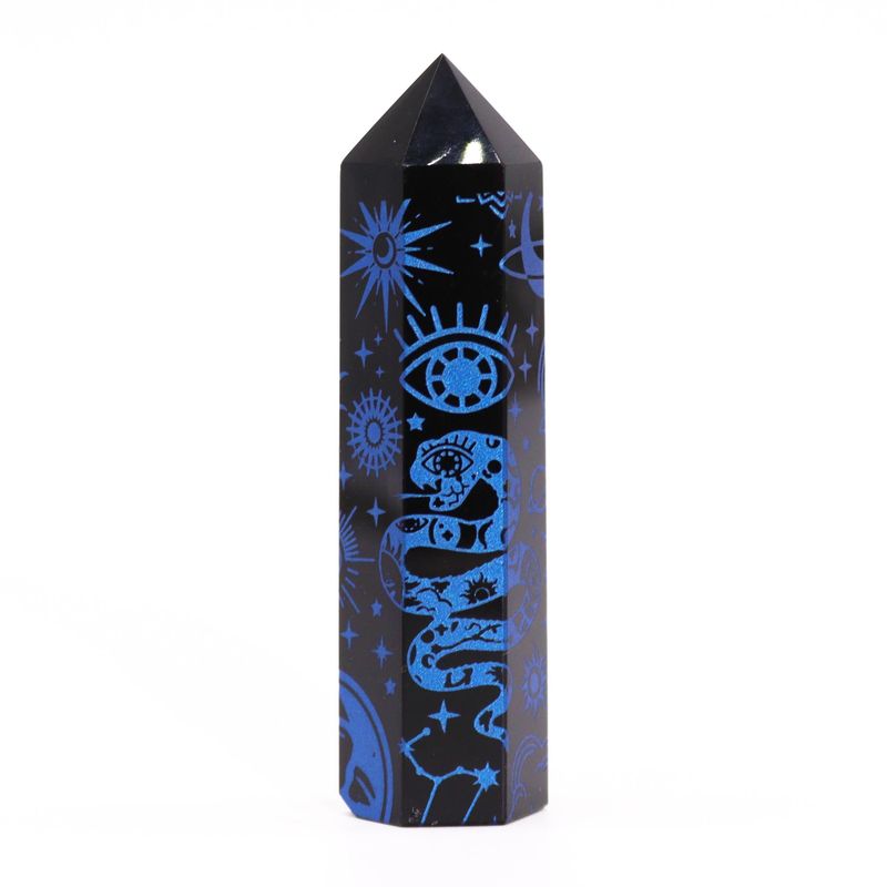 Stav av Svart Obsidian (ca 60-70g 9cm) - Mystisk Berättelse - Midnattsblå