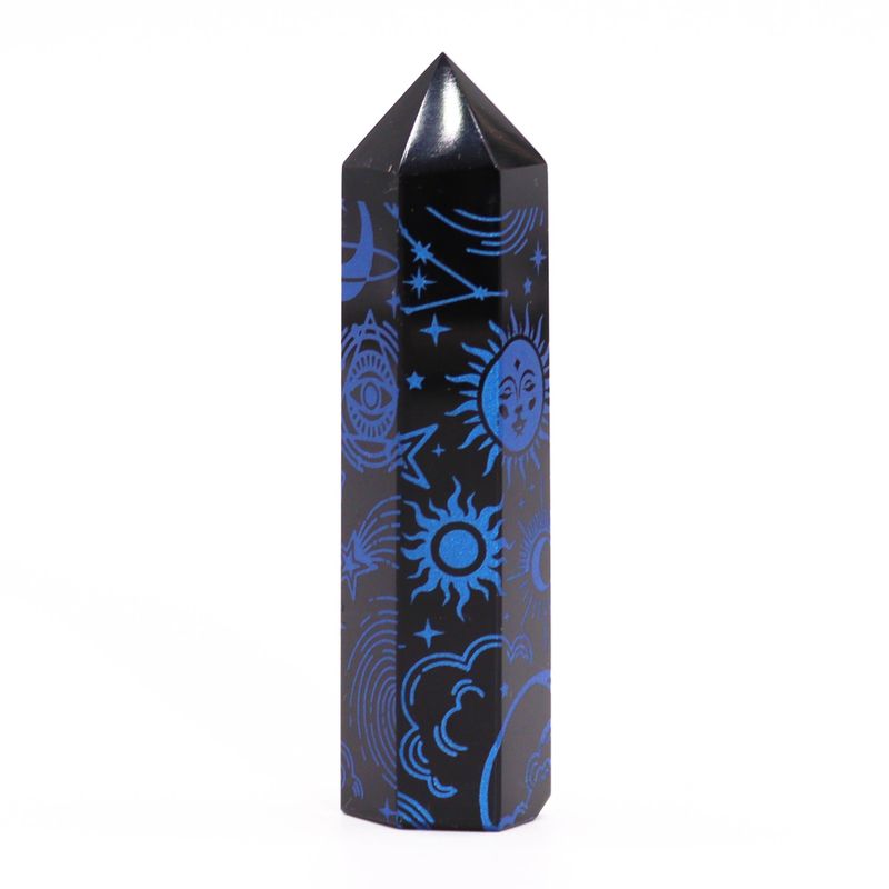 Stav av Svart Obsidian (ca 60-70g 9cm) - Mystisk Berättelse - Midnattsblå
