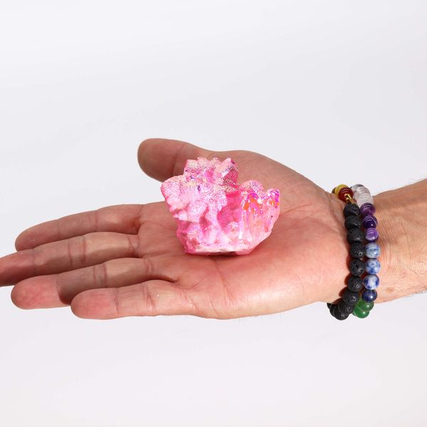 Medelstor Berikad Naturlig Kvarts - Aura Rosa Kvarts Halo (ca 100-150g - 7-10cm)