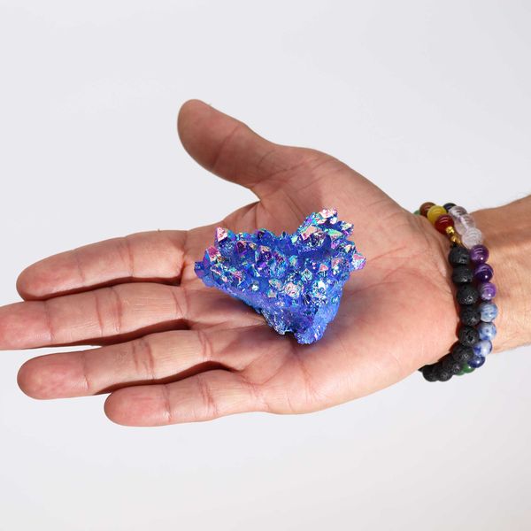 Medelstor Berikad Naturlig Kvarts - Aura Aqua Kvarts Halo (ca 100-150g - 7-10cm)