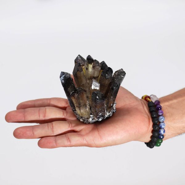 Handgjordt Naturligt Kvartskluster - Rökig Andekvarts (ca 250-300g - 8cm)