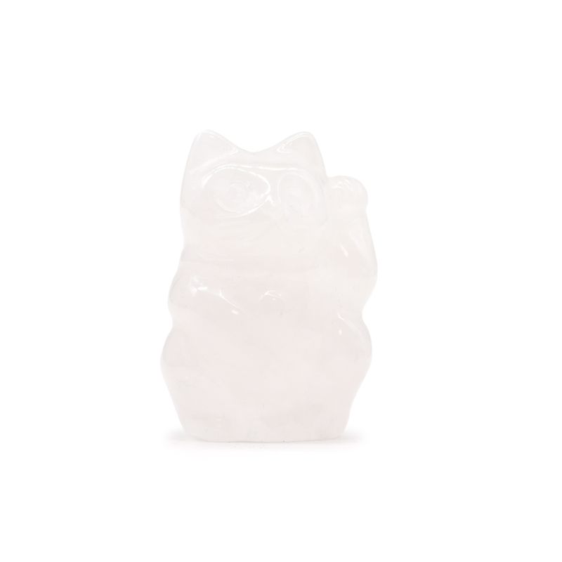 Lycklig Katt av Ädelsten - Rosenkvarts 50x35x25mm