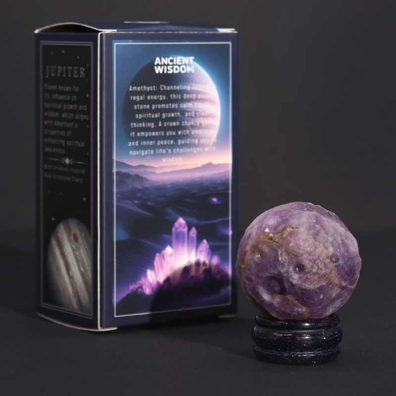 Planet på ett Stativ av Aventuringlas - Ametist - 40mm  (30x15mm stativ)