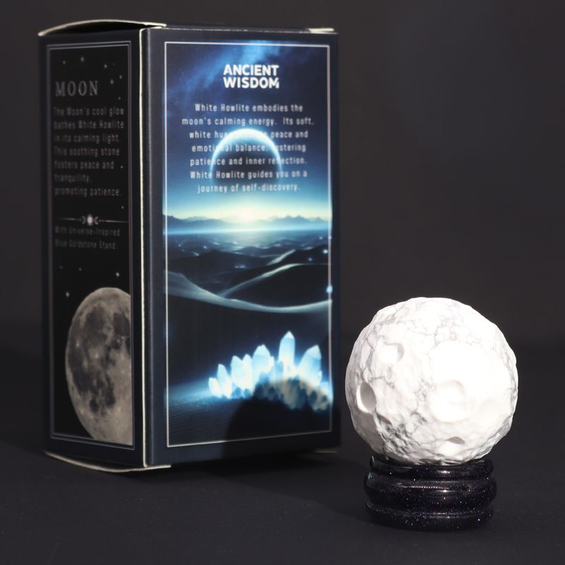 Planet på ett Stativ av Aventuringlas - Vit Howlit - 40mm (30x15mm stativ)