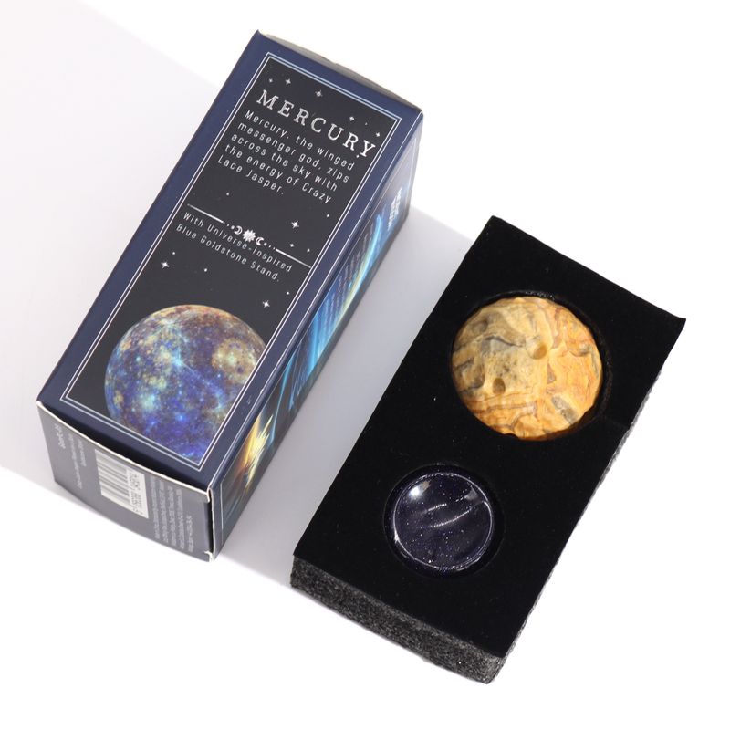 Planet på ett Stativ av Aventuringlas - Spetsjaspis - 40mm (30x15mm stativ)