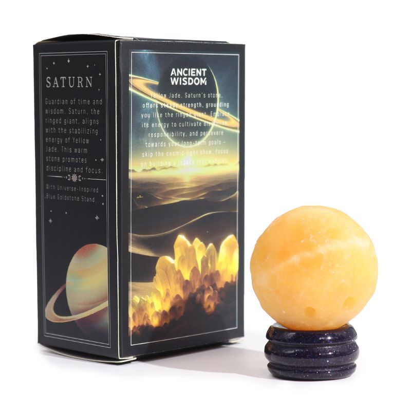 Planet på ett Stativ av Aventuringlas - Gul Jade - 40mm (30x15mm stativ)