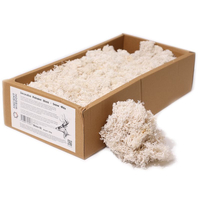 Högkvalitativ Dekorativ Renmossa - Snövit - 500g Ask