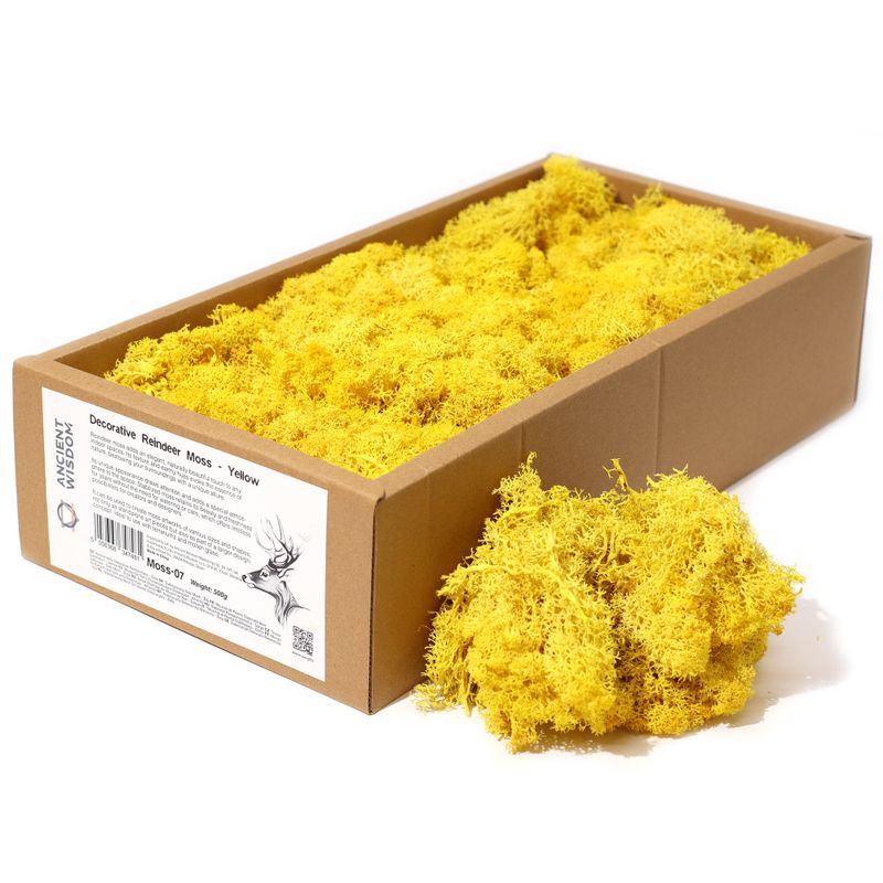 Högkvalitativ Dekorativ Renmossa - Gul - 500g Ask