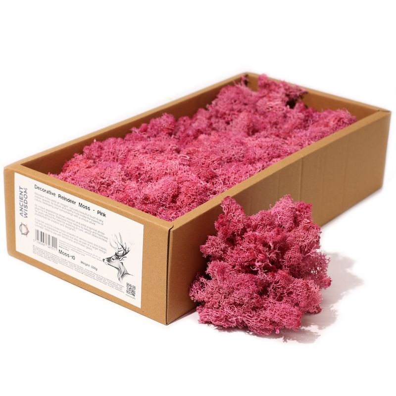 Högkvalitativ Dekorativ Renmossa - Rosa - 500g Ask