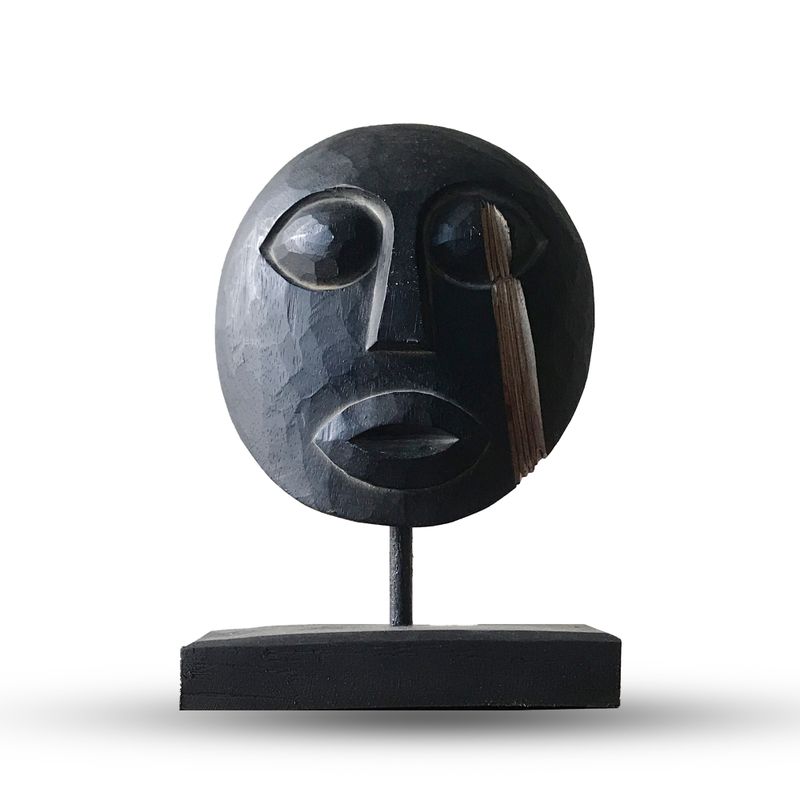 Timor Tribal Dekorativ Mask - Svart 27x20 cm