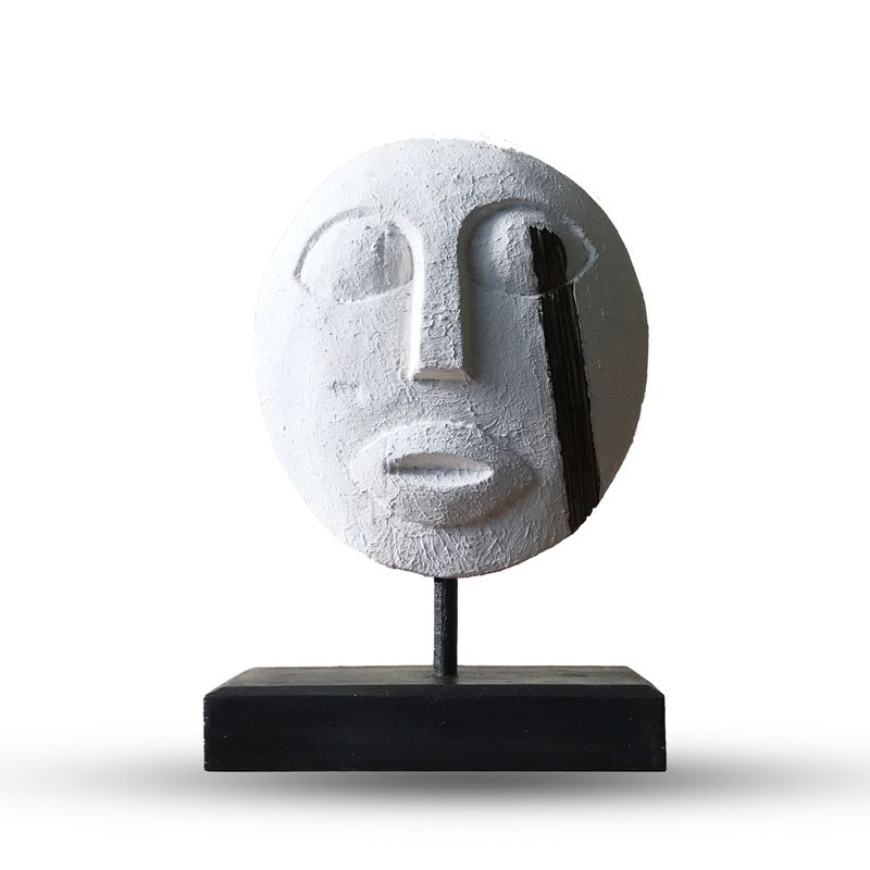 Timor Tribal Dekorativ Mask - Vit 27x20 cm
