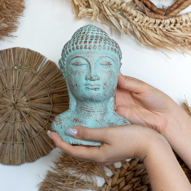 Buddhahuvud i Lugn - Grön Koppar