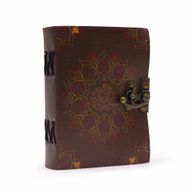 Läderbunden Anteckningsbok med Rufsade Sidokanter - Lotus Mandala (18x13cm)