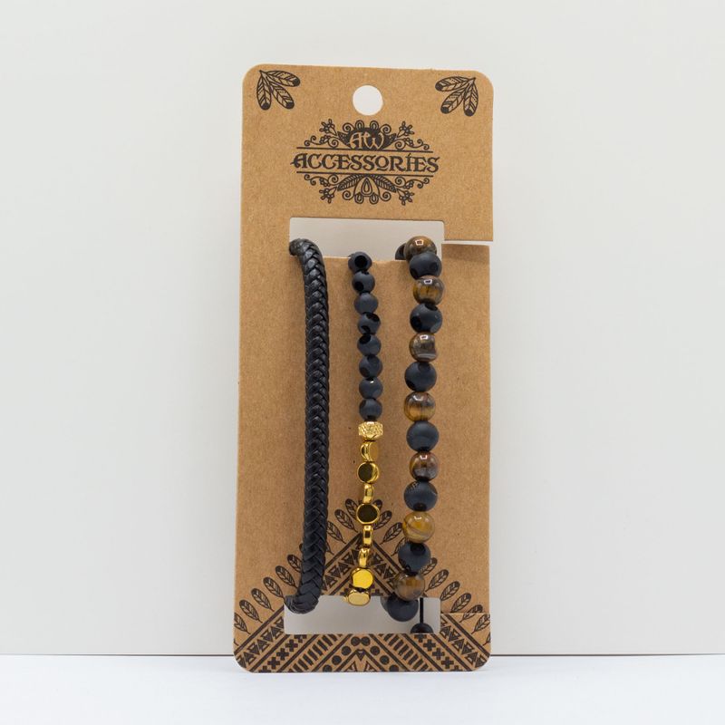 Premium Armbandsset för Män - Svart & Brun (blandat)