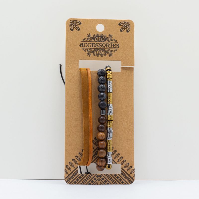 Premium Armbandsset för Män - Svart & Brun (blandat)