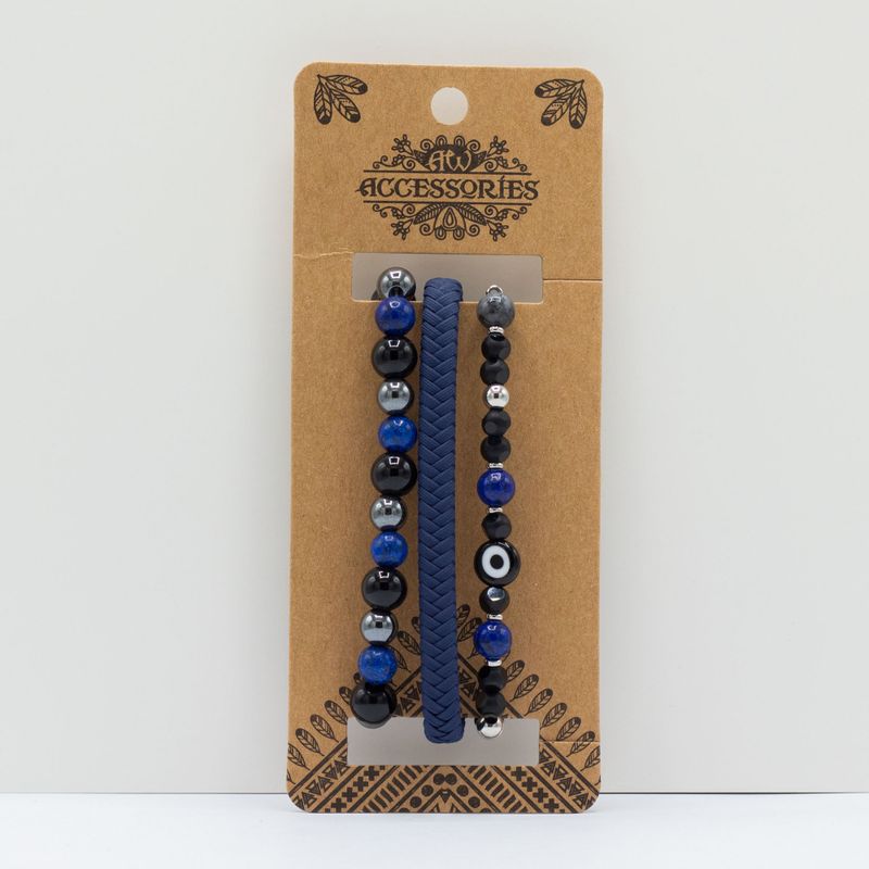 Premium Armbandsset för Män - Blå (blandat)