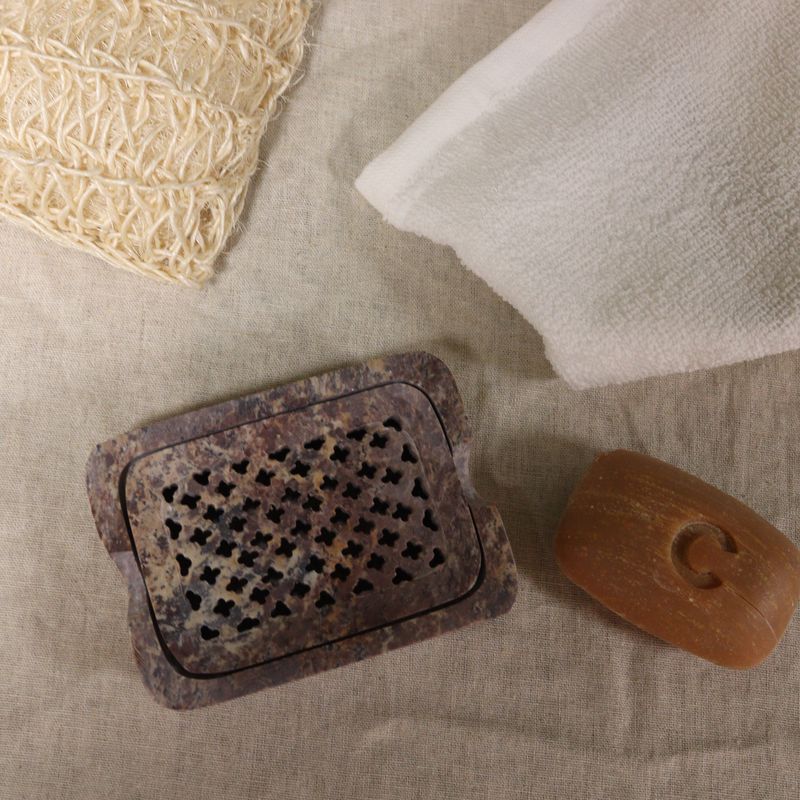 Tvålfat med Galler i Täljsten 11x8cm - Klassisk Kvadrat