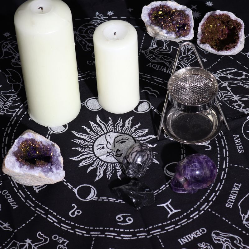 Esoterisk Fransad Altarduk - Horoskop