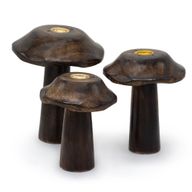 Set med 3 Platta Rökelsehållare till Koner - Svampar (13cm 12cm 11cm)