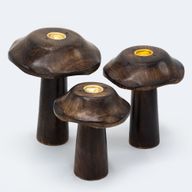 Set med 3 Platta Rökelsehållare till Koner - Svampar (13cm 12cm 11cm)