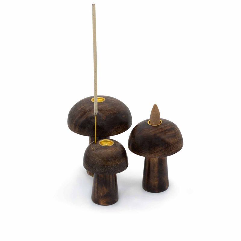 Set med 3 Rökelsehållare till Koner - Svampar (10cm 9cm 8cm)
