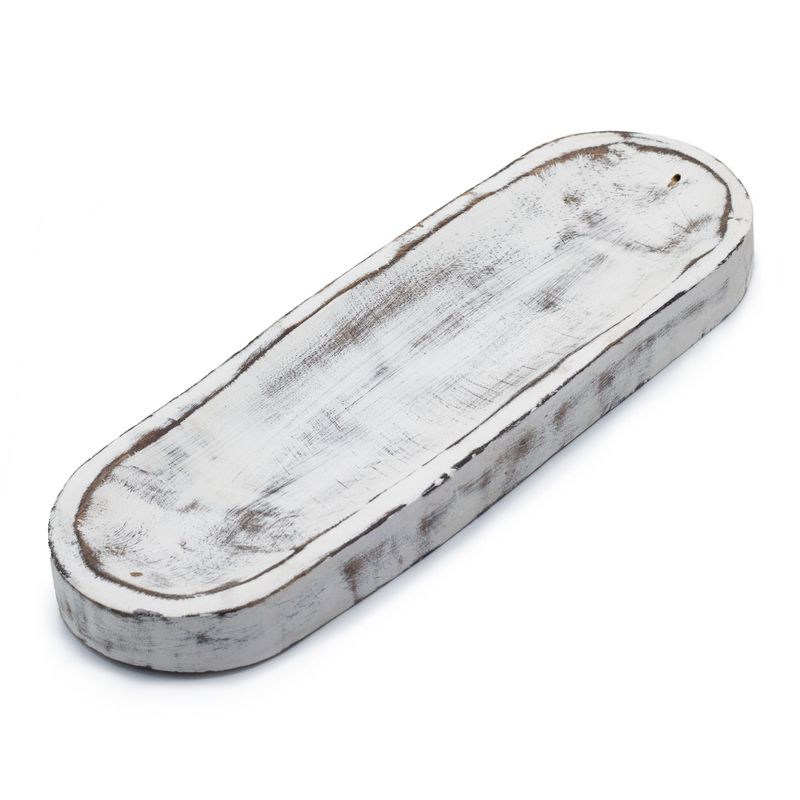 Stor Rökelsebricka 30x10cm - Klassisk Vittvättad