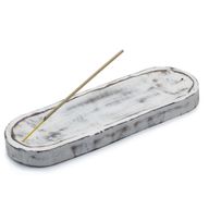 Stor Rökelsebricka 30x10cm - Klassisk Vittvättad